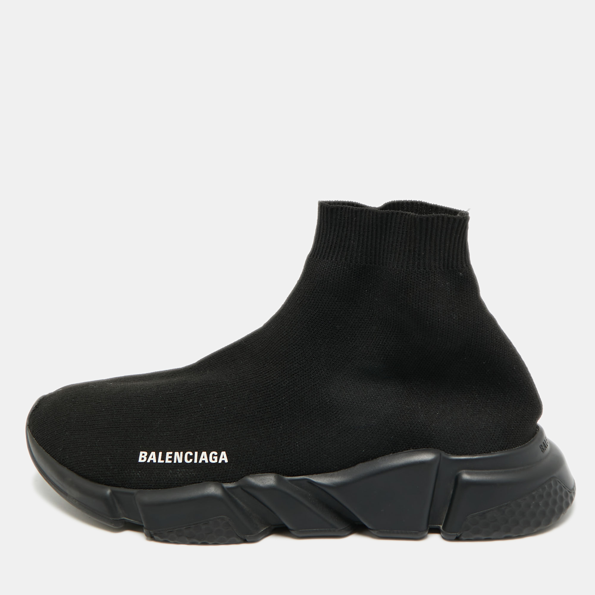 

Balenciaga Speed Trainer Size  Black Knit Fabric High Top Sneakers