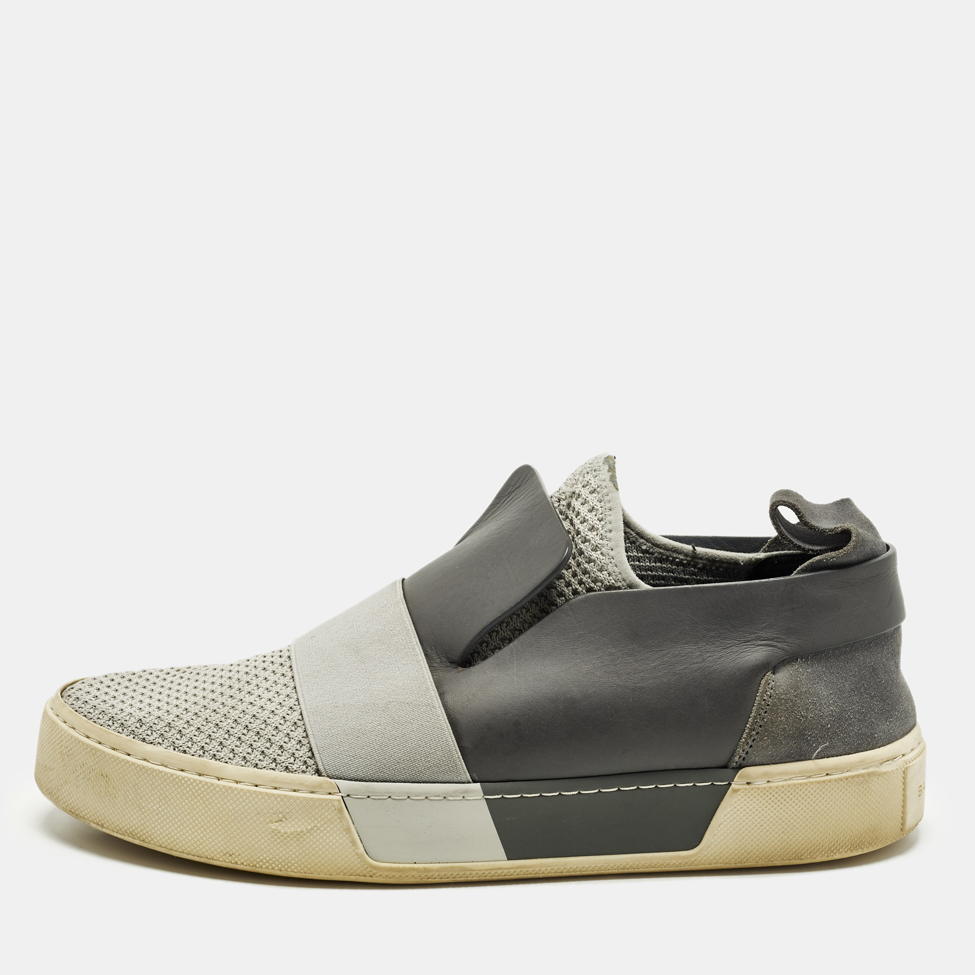 

Balenciaga Size  Grey Knit Fabric and Leather Slip On Sneakers