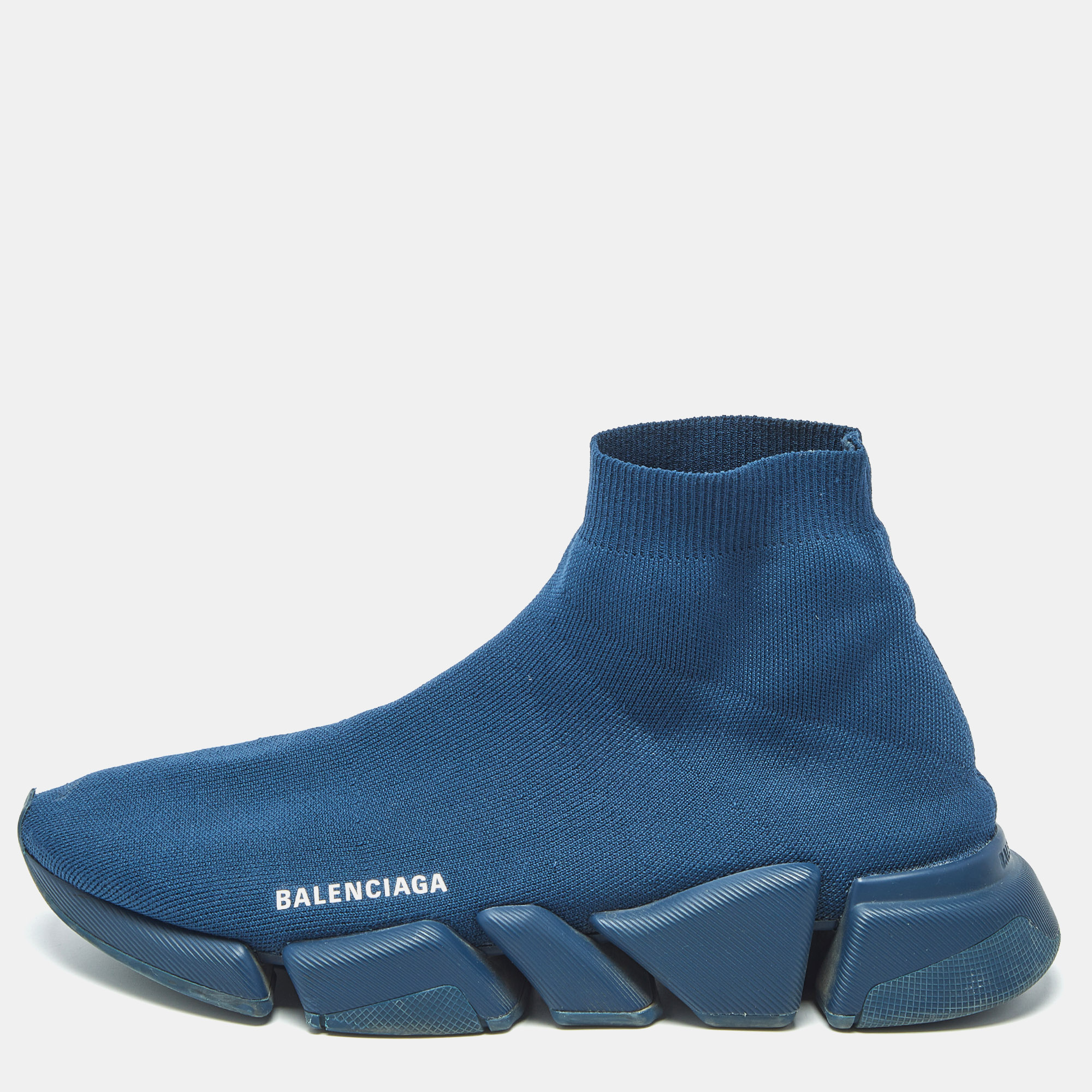 

Balenciaga Speed 2.0 Size  Blue Knit Fabric High Top Sneakers