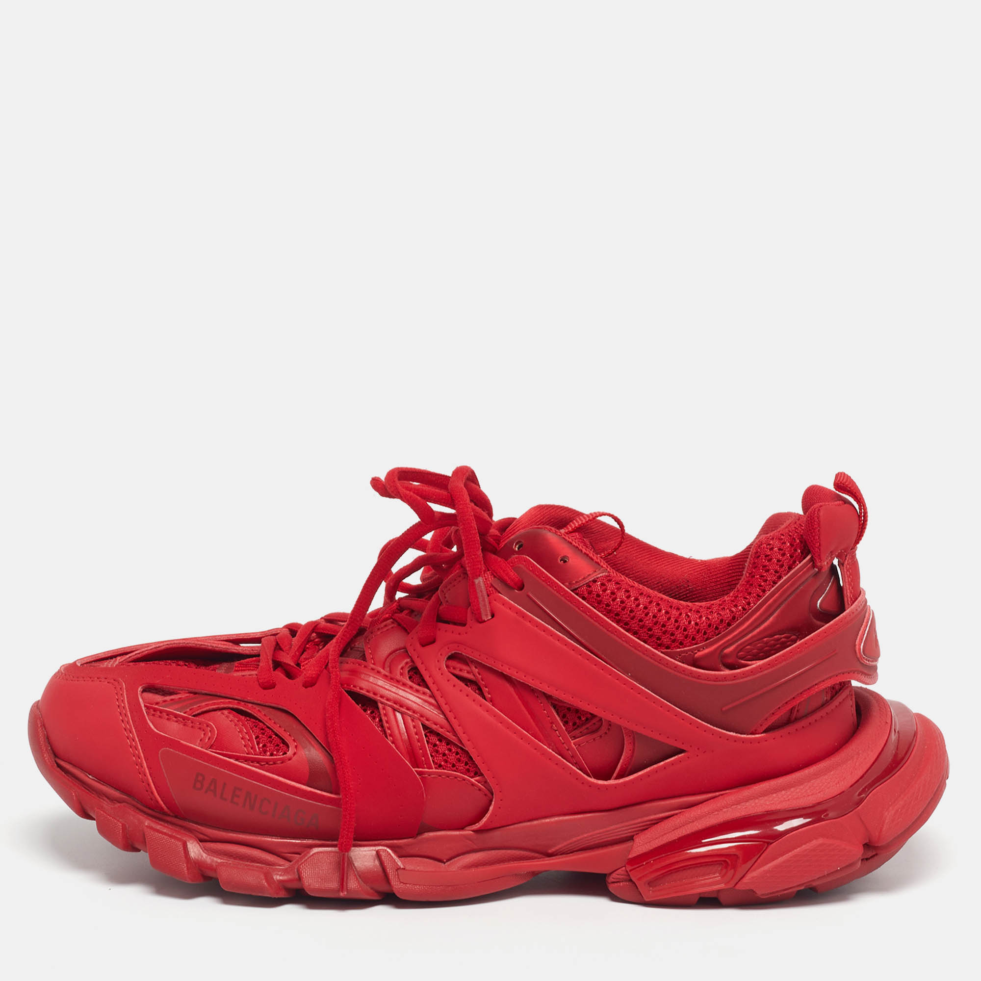 

Balenciaga Track Size  Red Faux Leather and Mesh Lace Up Sneakers