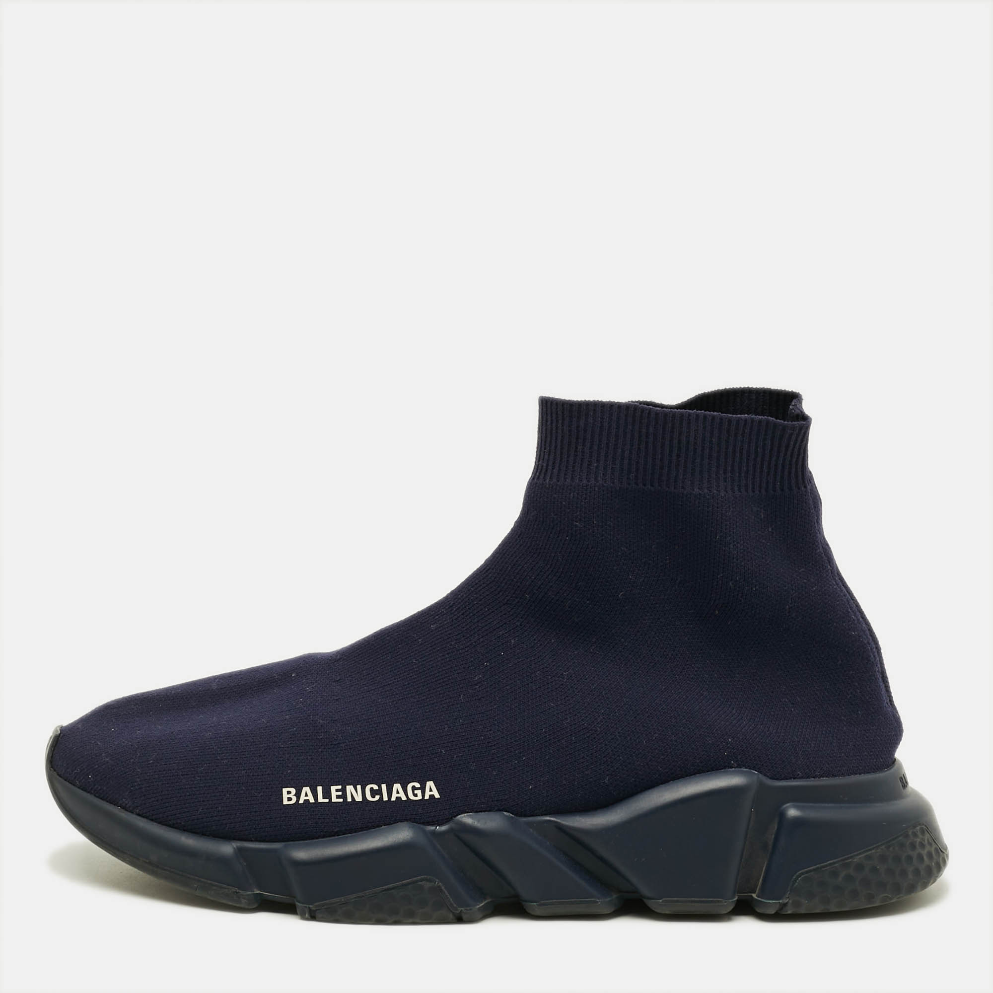 

Balenciaga speed 2.0 Size  Navy Blue Knit Fabric High Top Sneakers