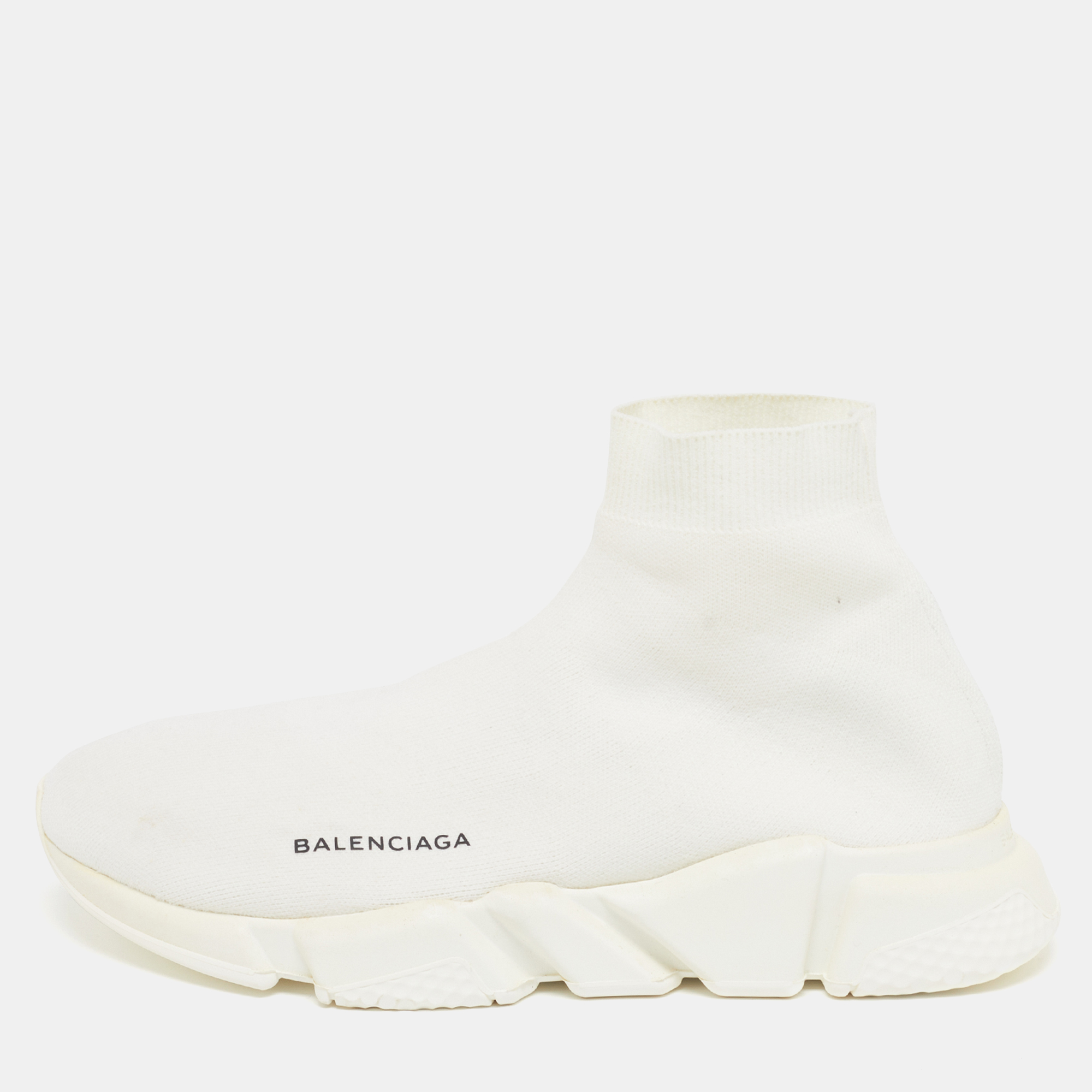

Balenciaga speed 2.0 Size  White Knit Fabric High Top Sneakers