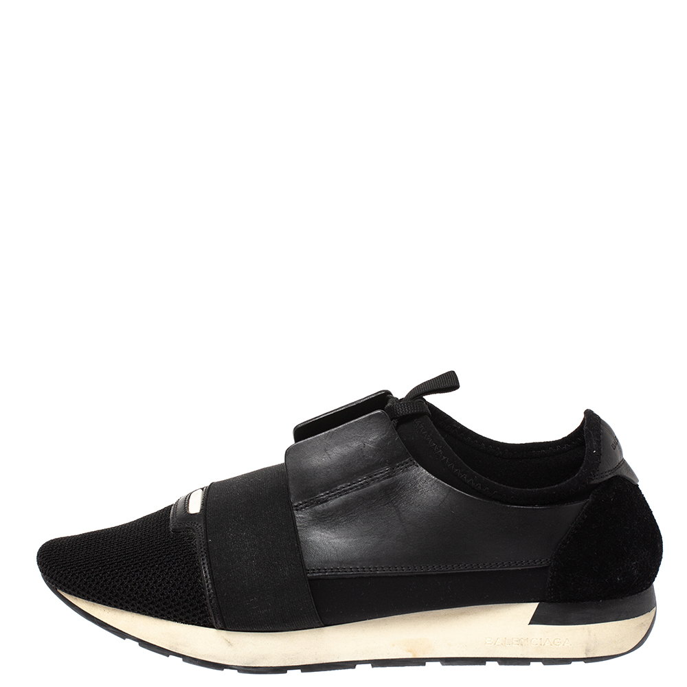 

Balenciaga Black Leather, Suede And Mesh Race Runner Sneakers Size