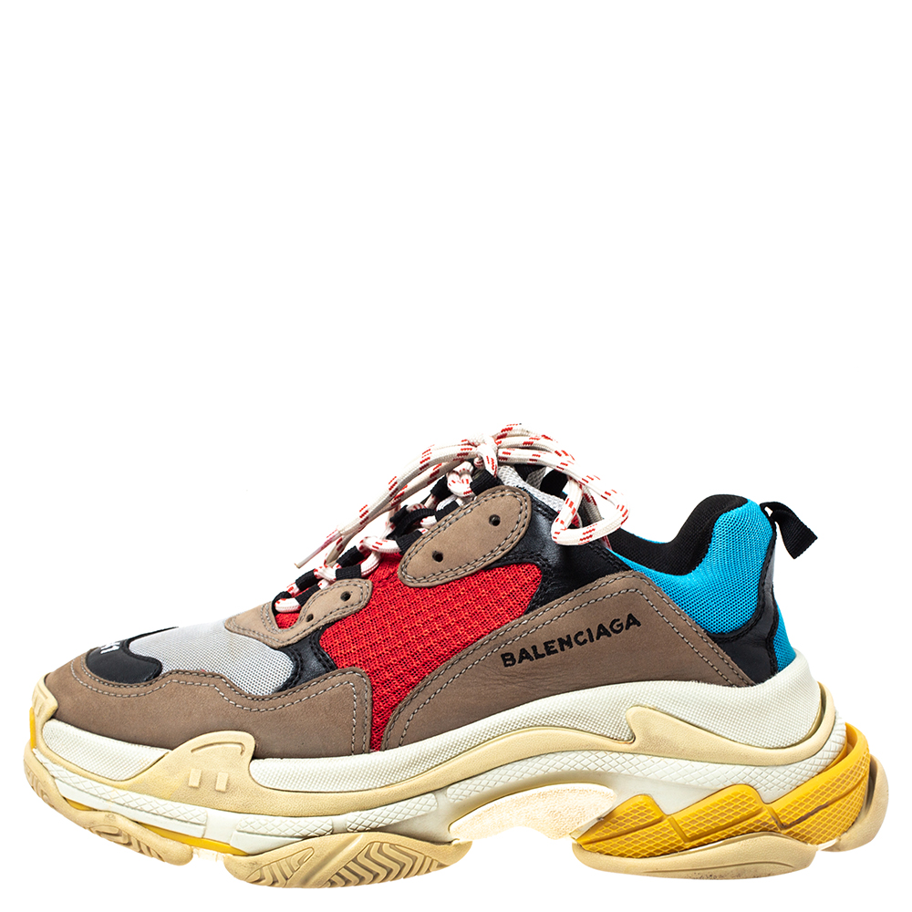 

Balenciaga Multicolor Mesh And Leather Triple S Low Top Sneakers Size
