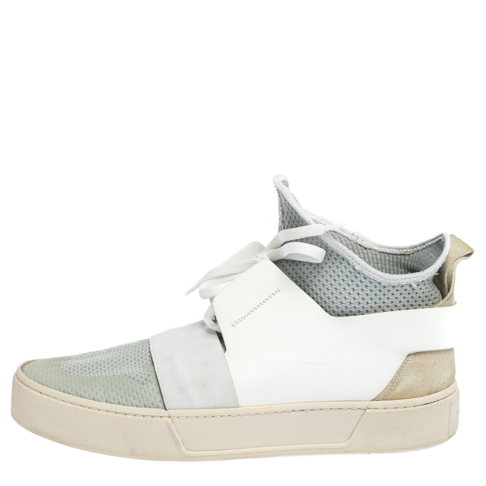 

Balenciaga Light Blue/White Mesh and Leather Elastic High Sneakers Size