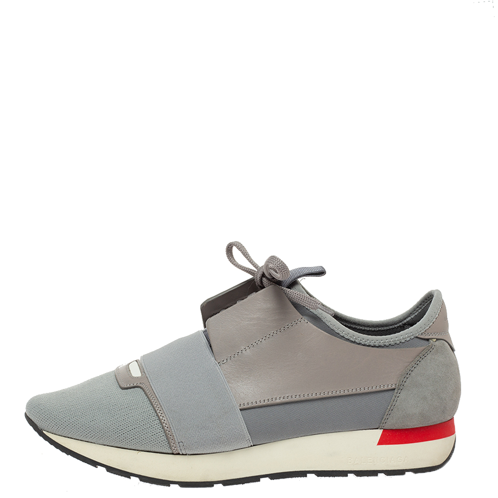 

Balenciaga Grey Mesh And Leather Race Runner Sneakers Size