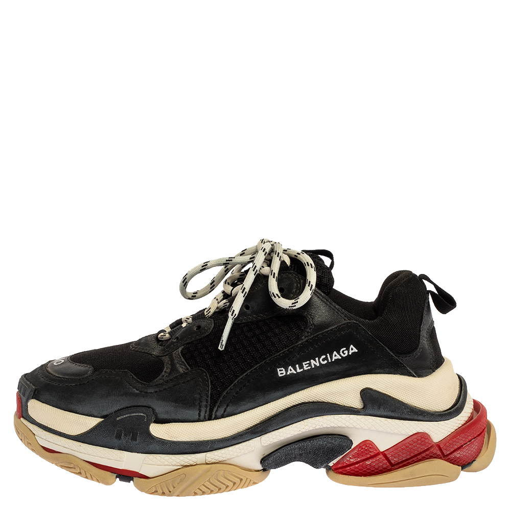 

Balenciaga Black Mesh And Leather Triple S Platform Sneakers Size