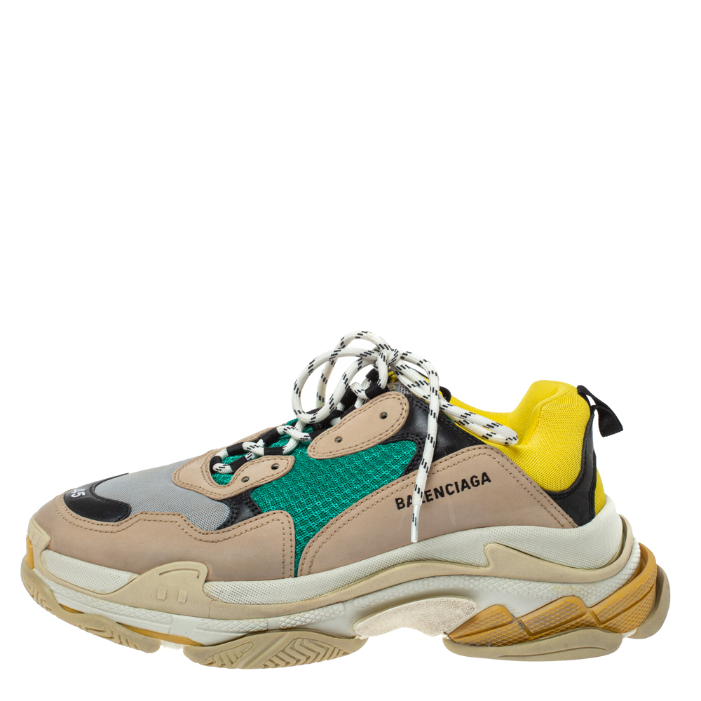 

Balenciaga Multicolor Mesh, Nubuck And Leather Triple S Platform Sneakers Size