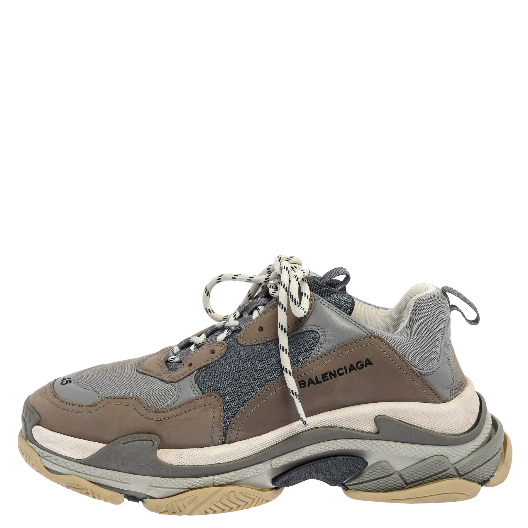 

Balenciaga Grey/Blue Leather And Mesh Triple S Sneakers Size