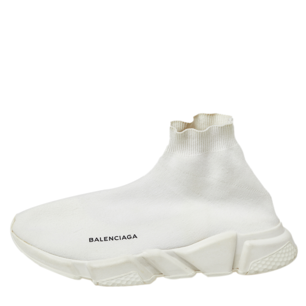 

Balenciaga White Knit Speed Trainer Sneakers Size