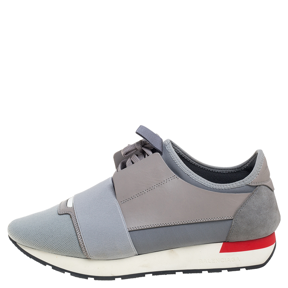 

Balenciaga Grey Knit And Leather Race Runner Sneakers Size
