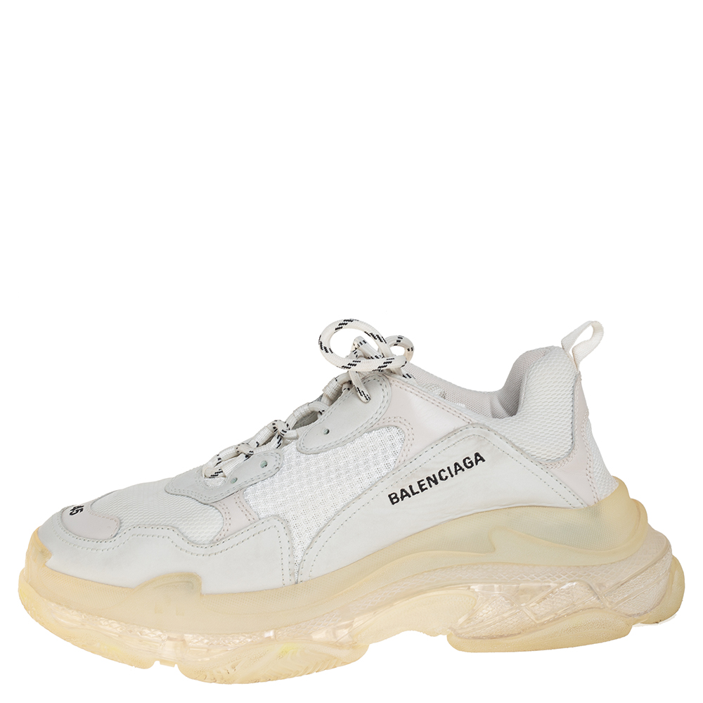 

Balenciaga Grey/White Mesh Leather And Suede Lace Up Triple S Sneaker Size