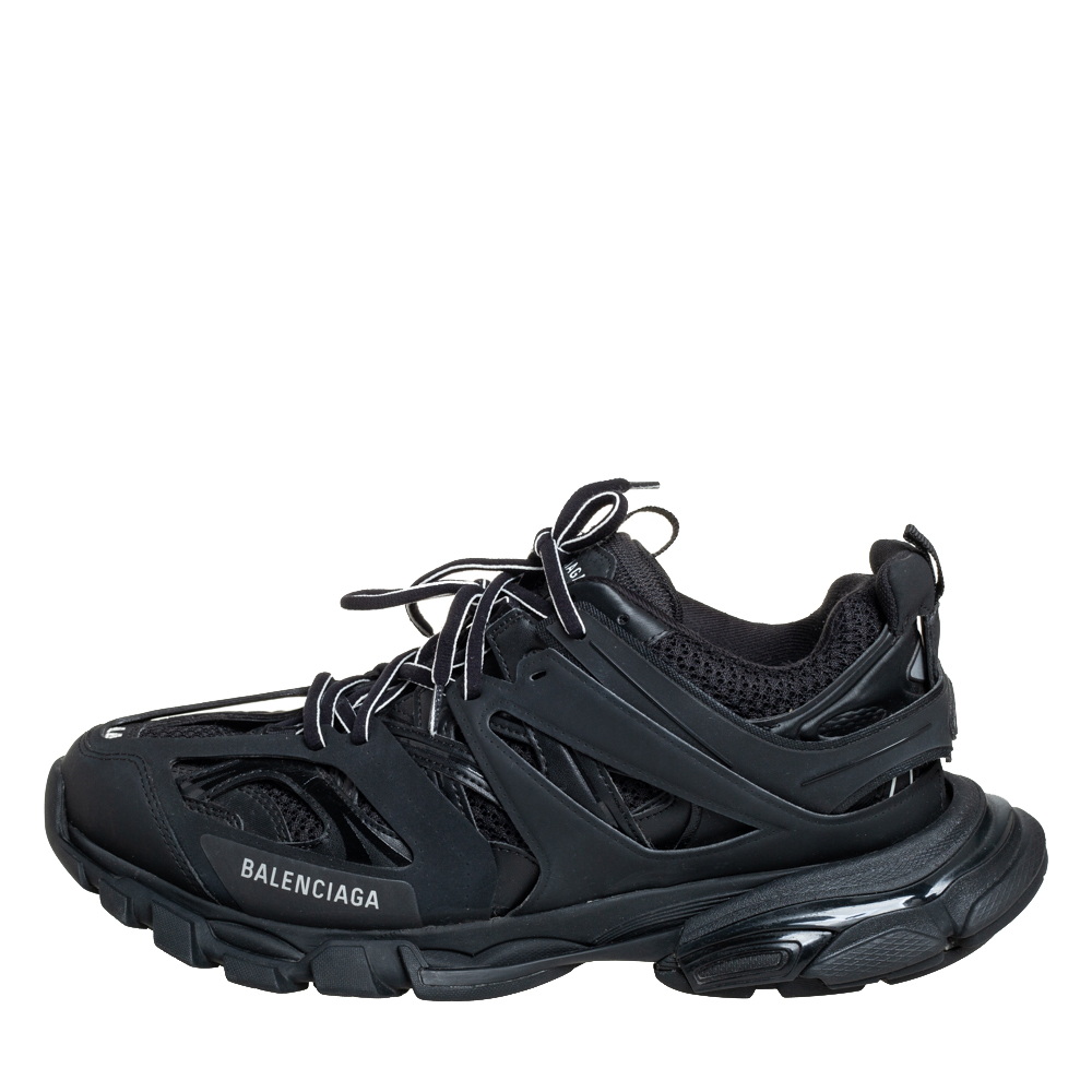 

Balenciaga Black Mesh And Synthetic Leather Track Sneakers Size