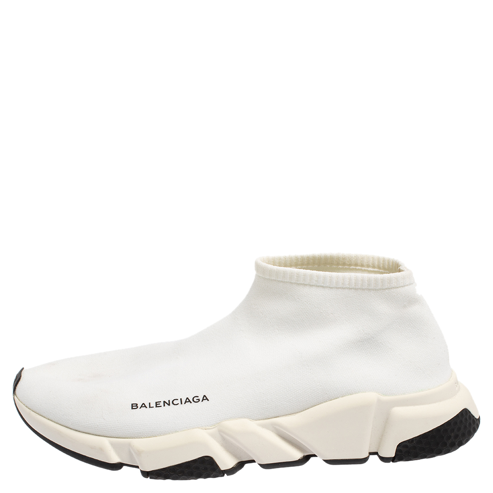 

Balenciaga White Knit Fabric Speed Sneakers Size