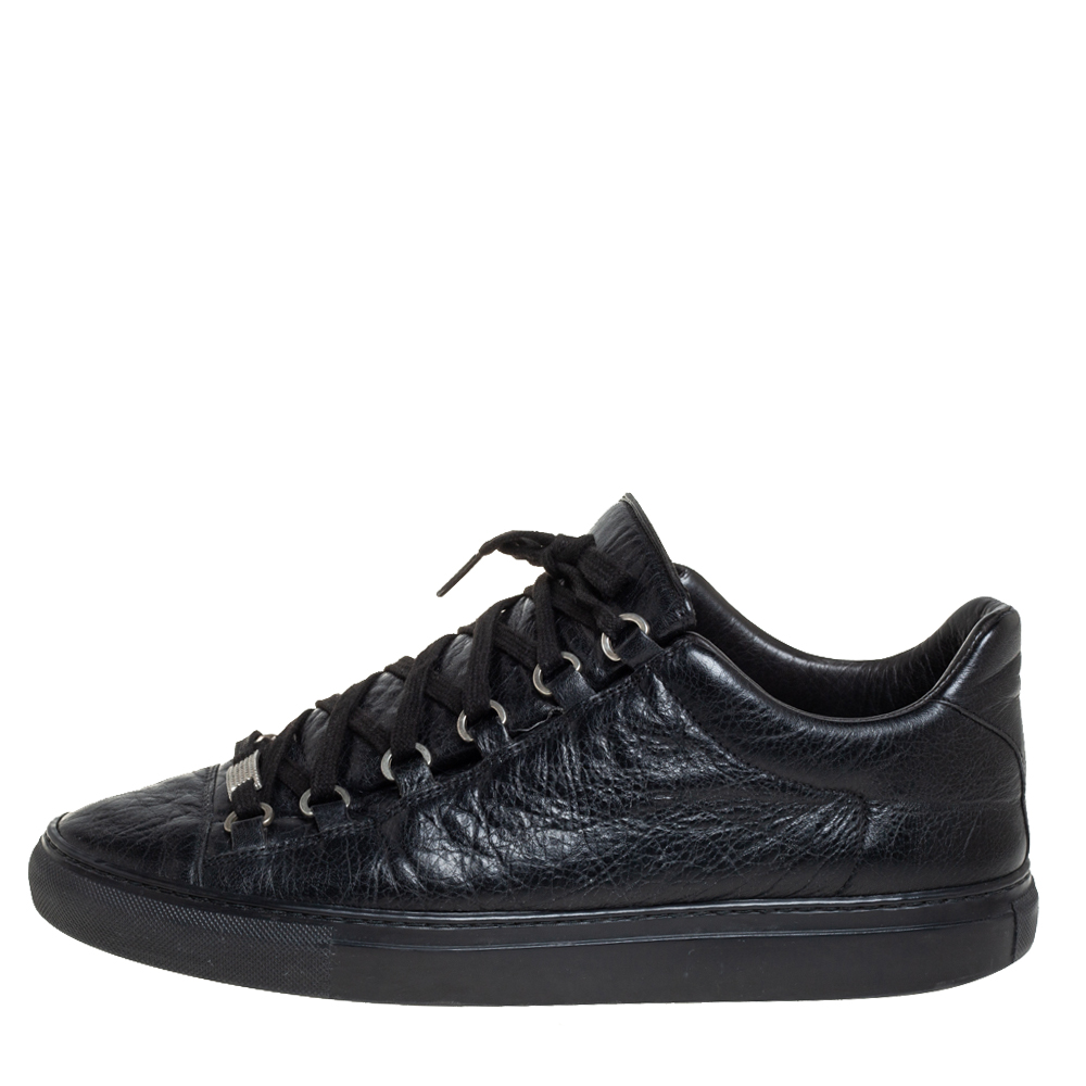 

Balenciaga Black Leather Arena Low Top Sneakers Size