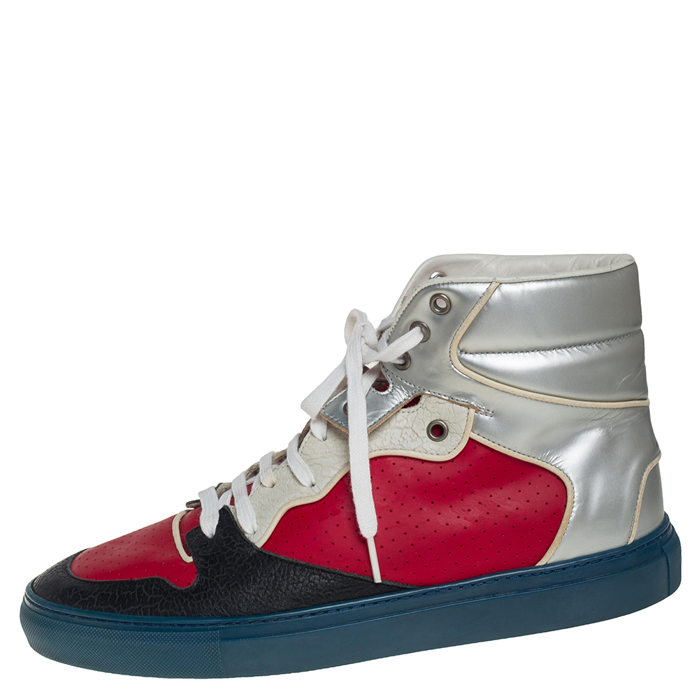 

Balenciaga Multicolor Leather And Rubber High Top Sneakers Size