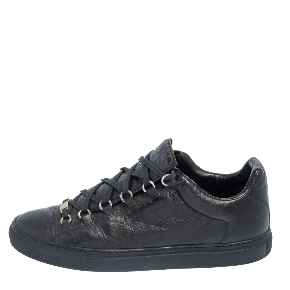 

Balenciaga Black Leather Arena Low Top Sneakers Size