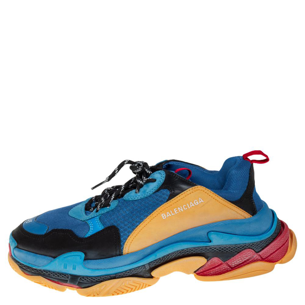 

Balenciaga Multicolor Leather and Mesh Triple S Sneaker Size, Blue