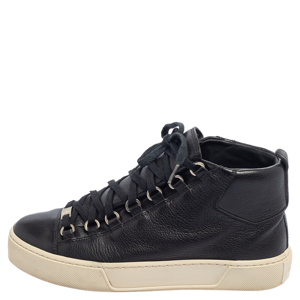 

Balenciaga Black Leather Arena High Top Sneakers Size