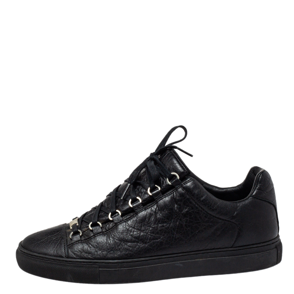 

Balenciaga Black Leather Arena Low Top Sneakers Size