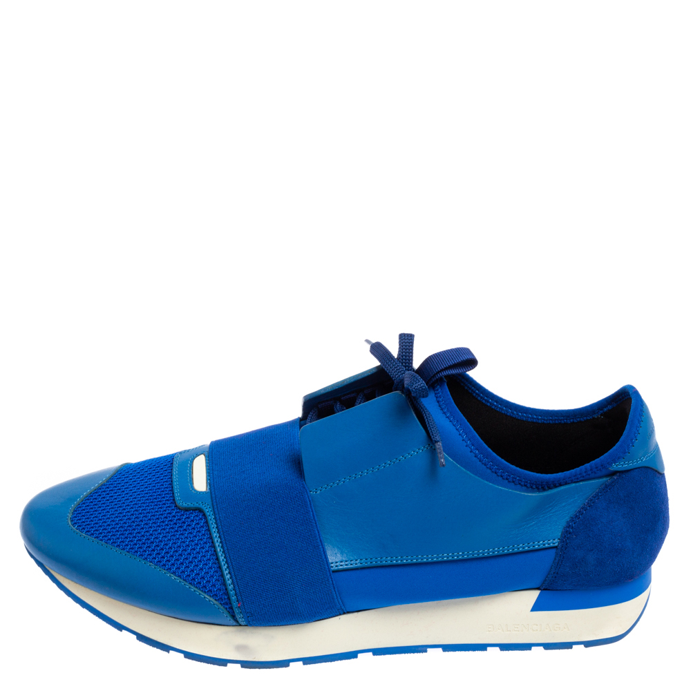 

Balenciaga Blue Leather And Fabric Race Runner Sneakers Size