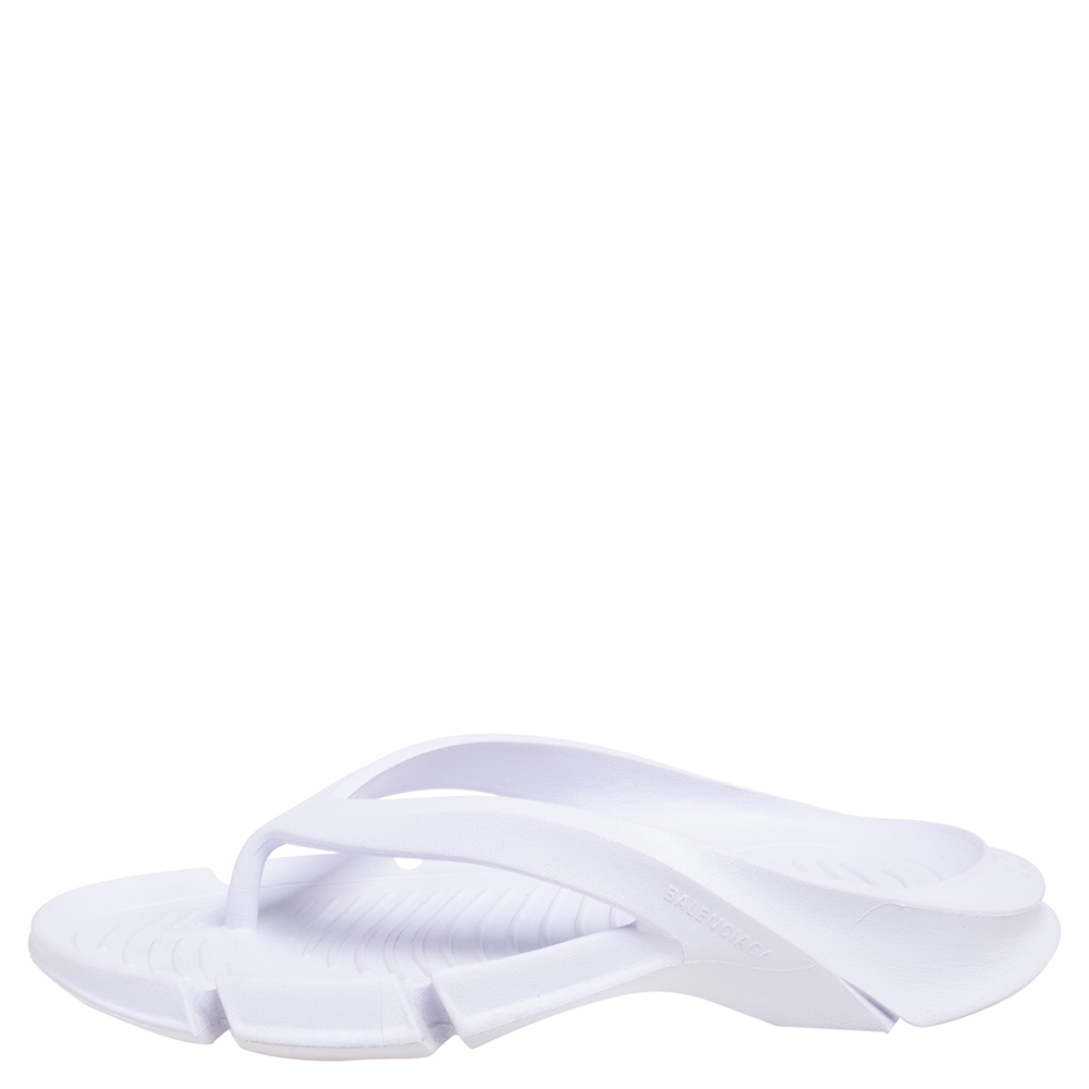 

Balenciaga White Rubber Thong Slippers Size