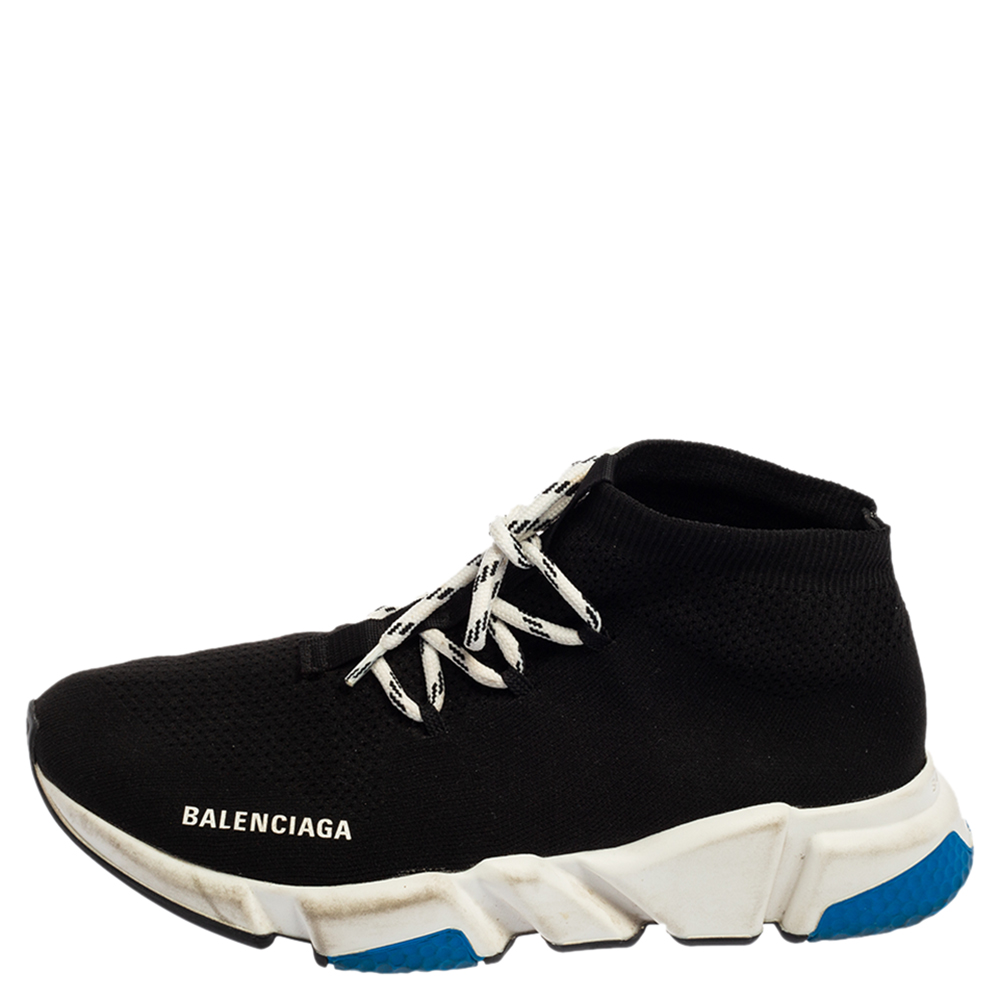 

Balenciaga Black Knit Fabric Speed Lace Up Sneakers Size