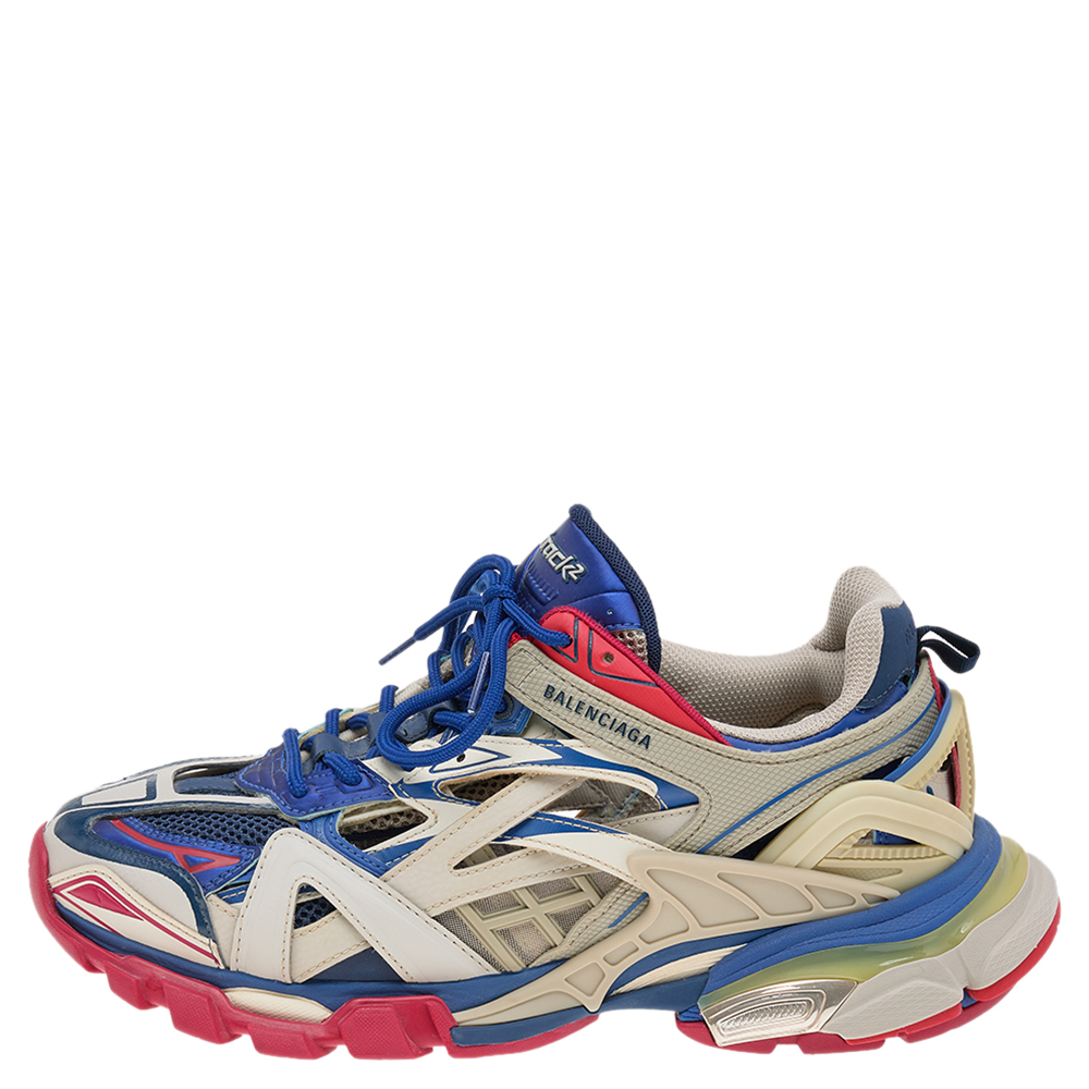 

Balenciaga Multicolor Synthetic Leather And Mesh Track 2 Sneakers Size