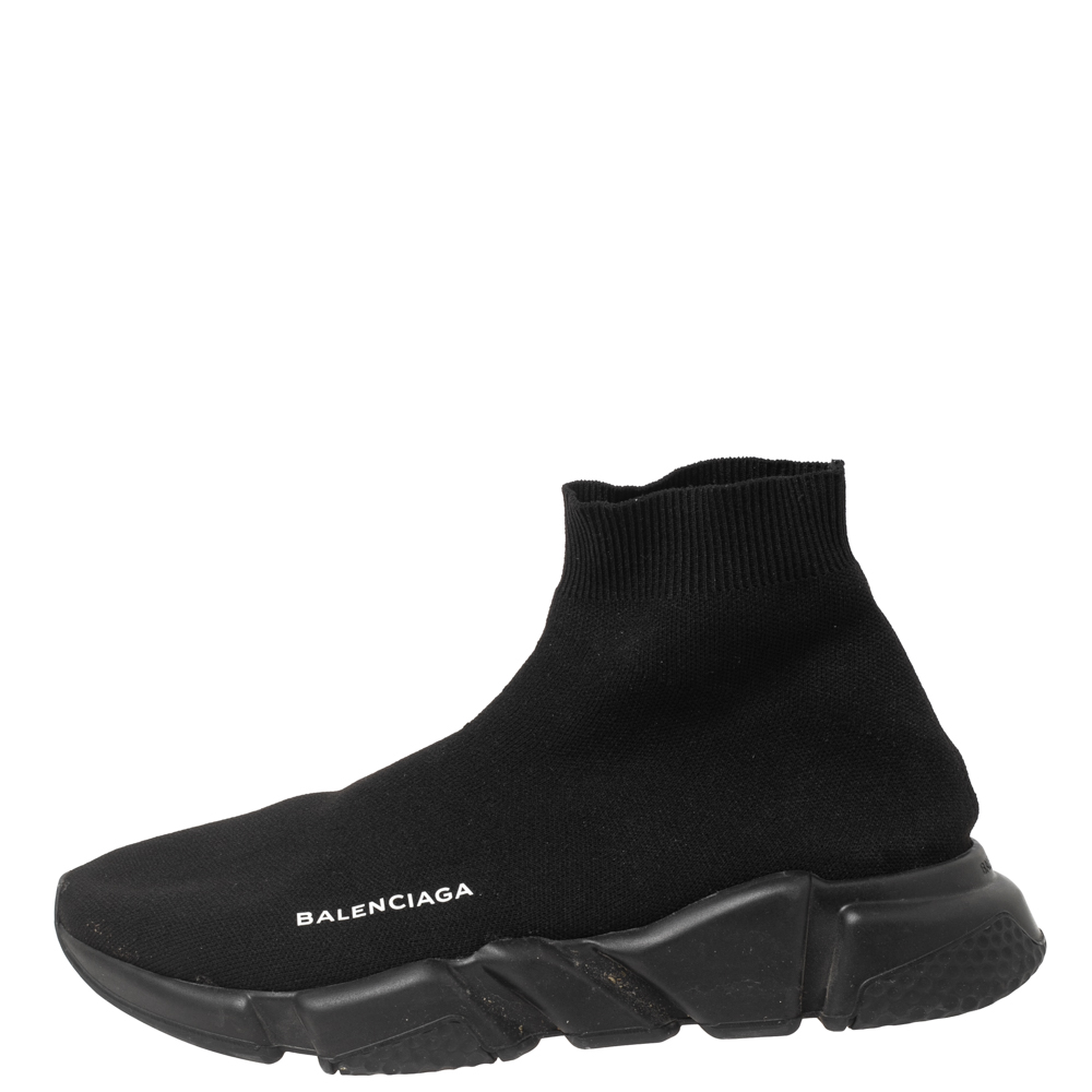 

Balenciaga Black Fabric Speed Trainers High Top Sneakers Size