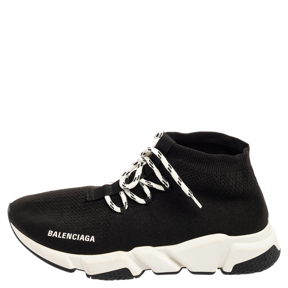 

Balanciaga Black Knit Fabric Speed High Top Sneakers Size