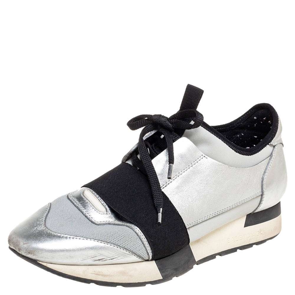 balenciaga silver race runner