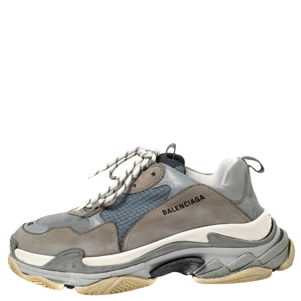 

Balenciaga Tri-Color Mesh and Suede Triple S Sneakers Size, Grey