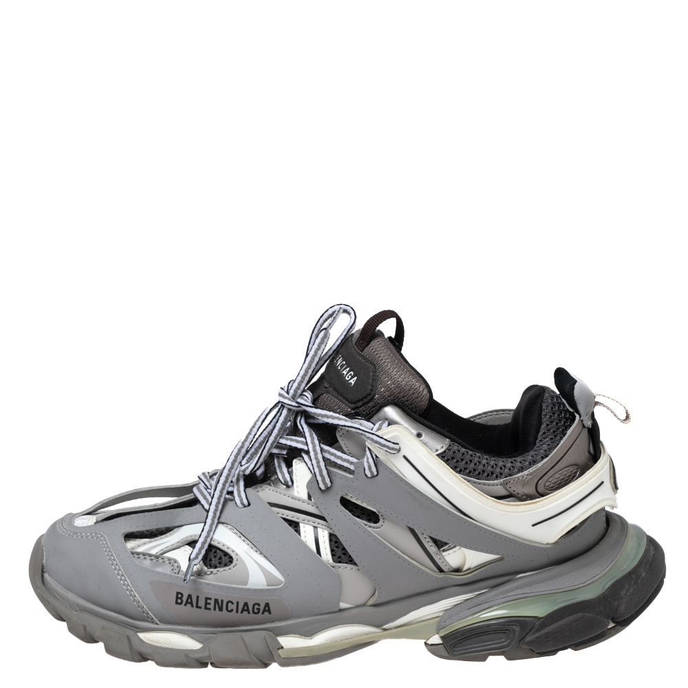 

Balenciaga Grey/Black Leather And Fabric Track Sneakers Size