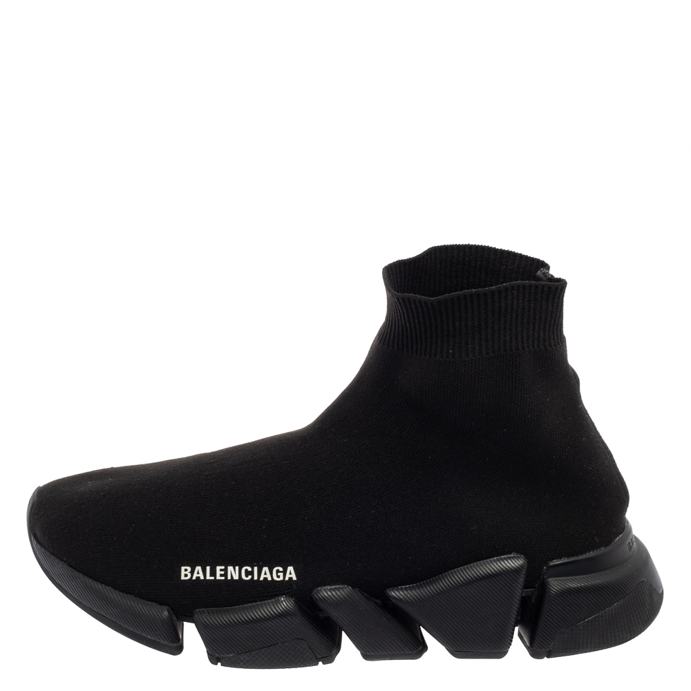 

Balenciaga Black Knit Fabric High Top Trainer Sneakers Size