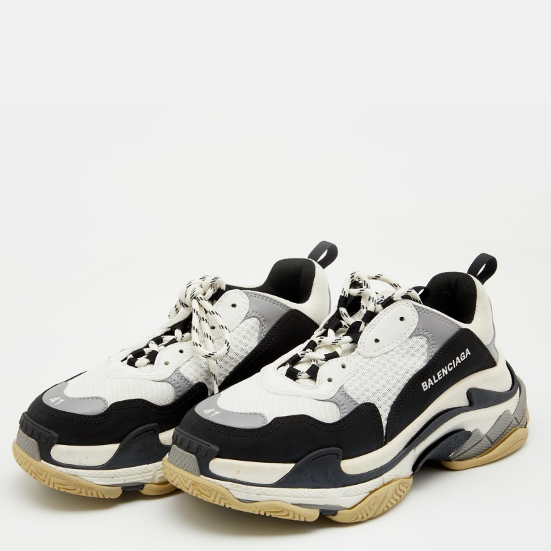 

Balenciaga Black/White Leather And Mesh Triple S Clear Sneakers Size