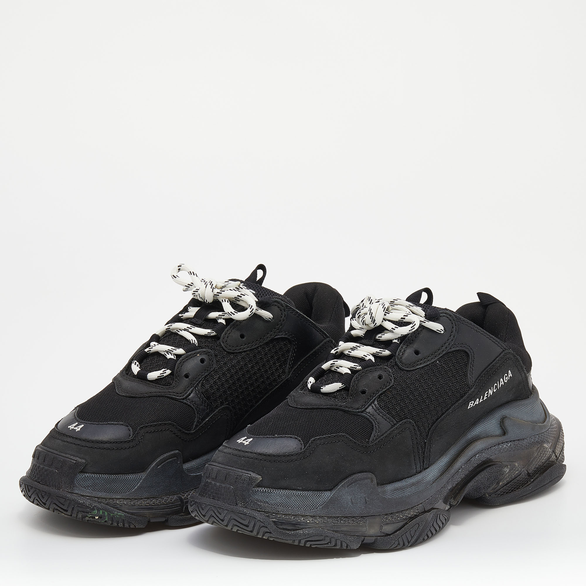 

Balenciaga Black Mesh and Leather Triple S Sneakers Size