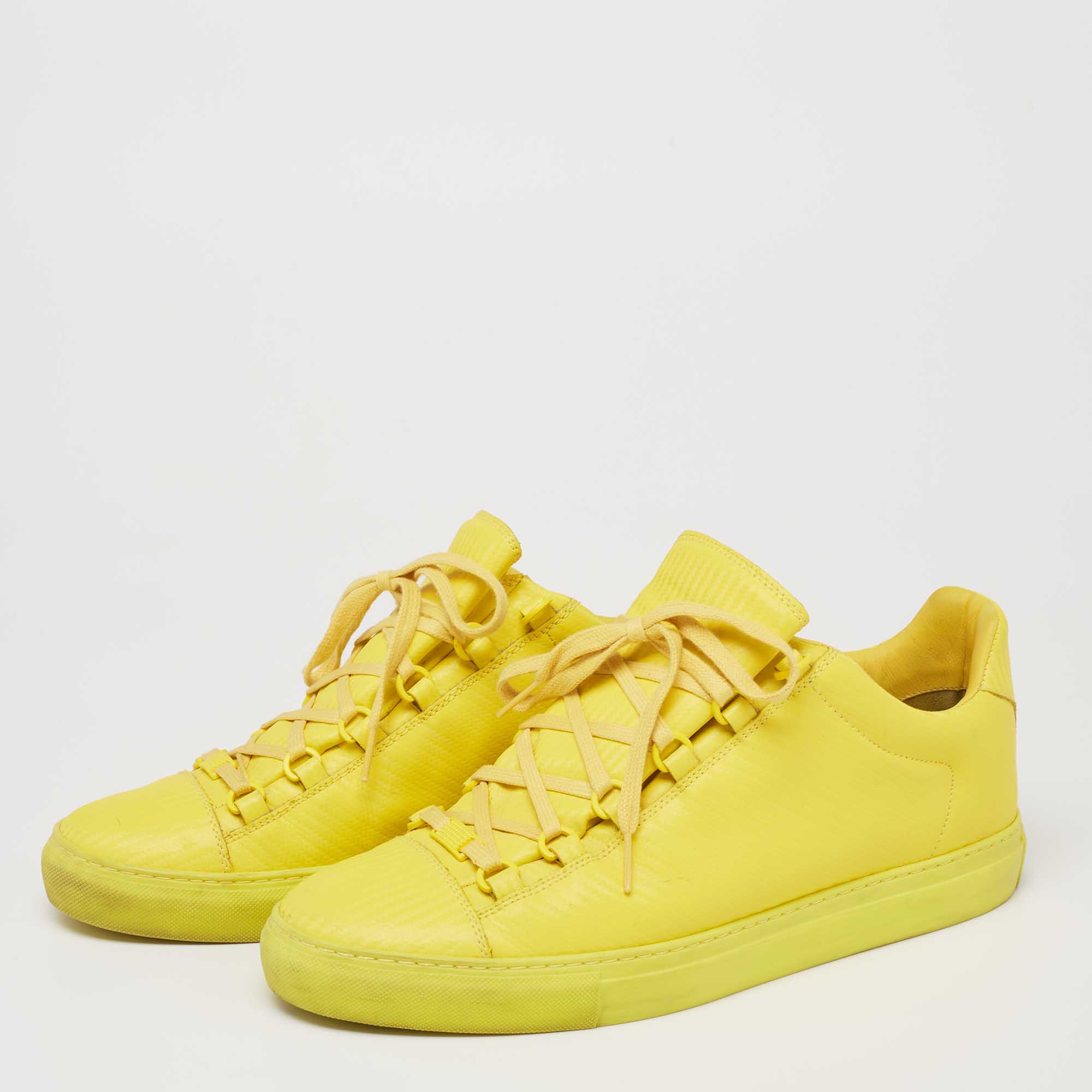 

Balenciaga Yellow Neon Leather Arena Low Top Sneakers Size
