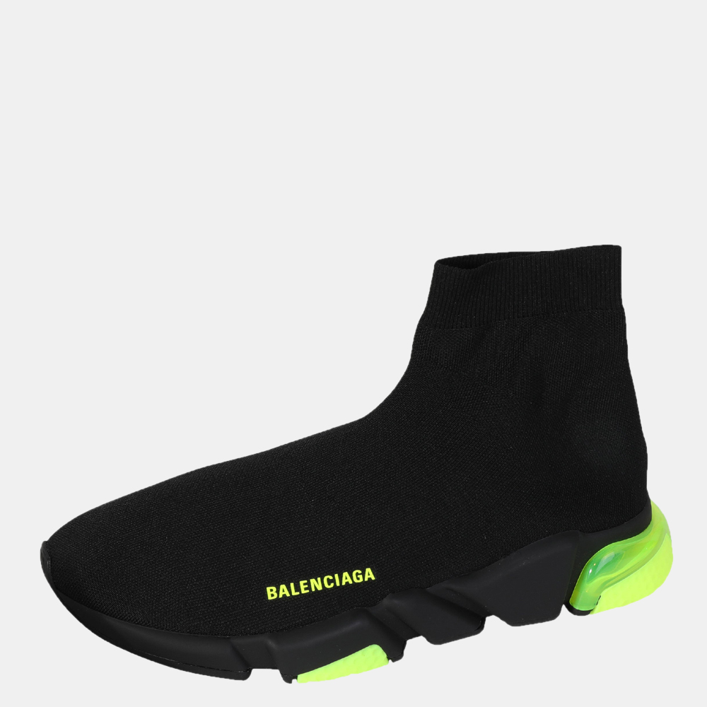 

Balenciaga Black/Fluorescent Green Speed Clear Sole Sneaker EU