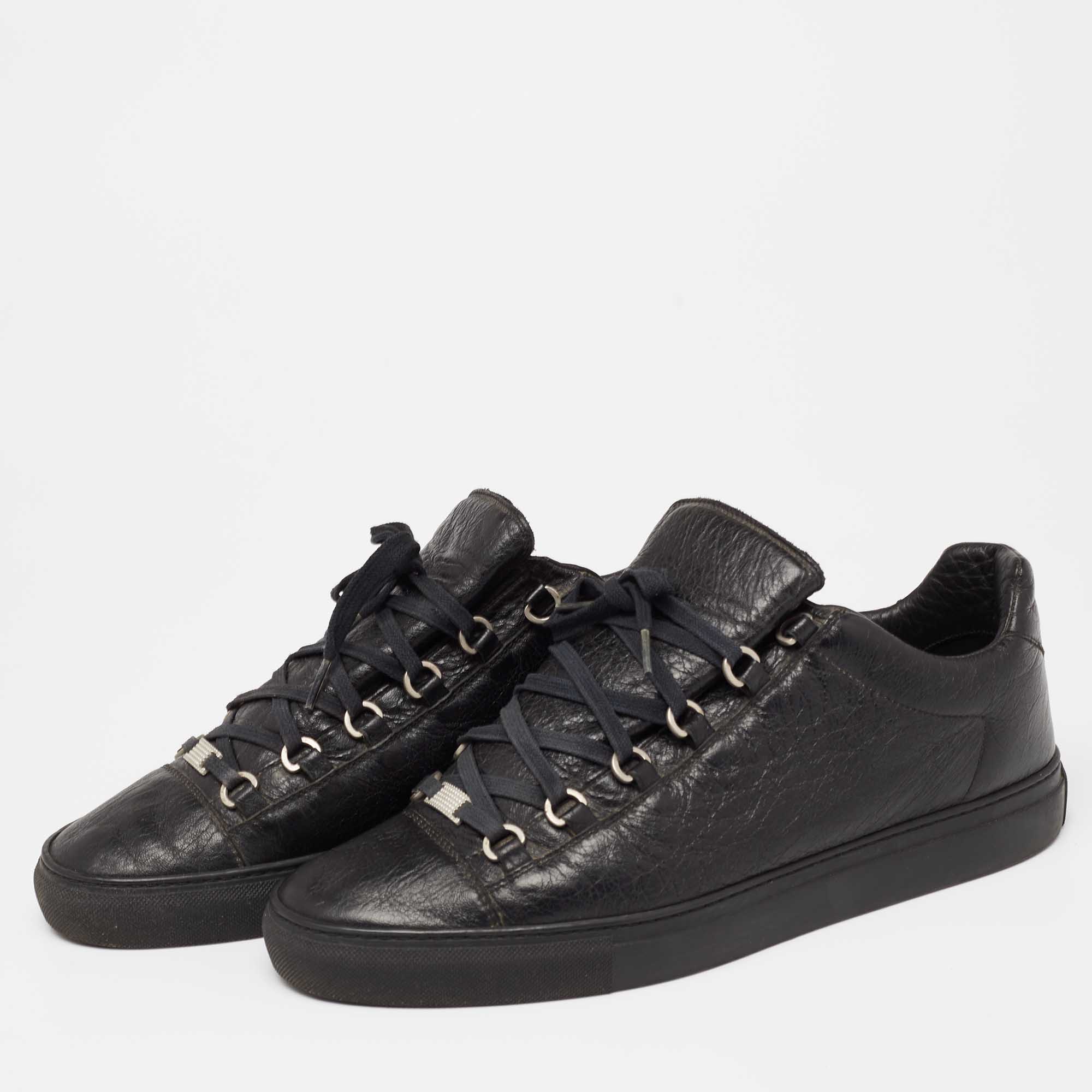 

Balenciaga Black Leather Arena Low Top Sneakers Size