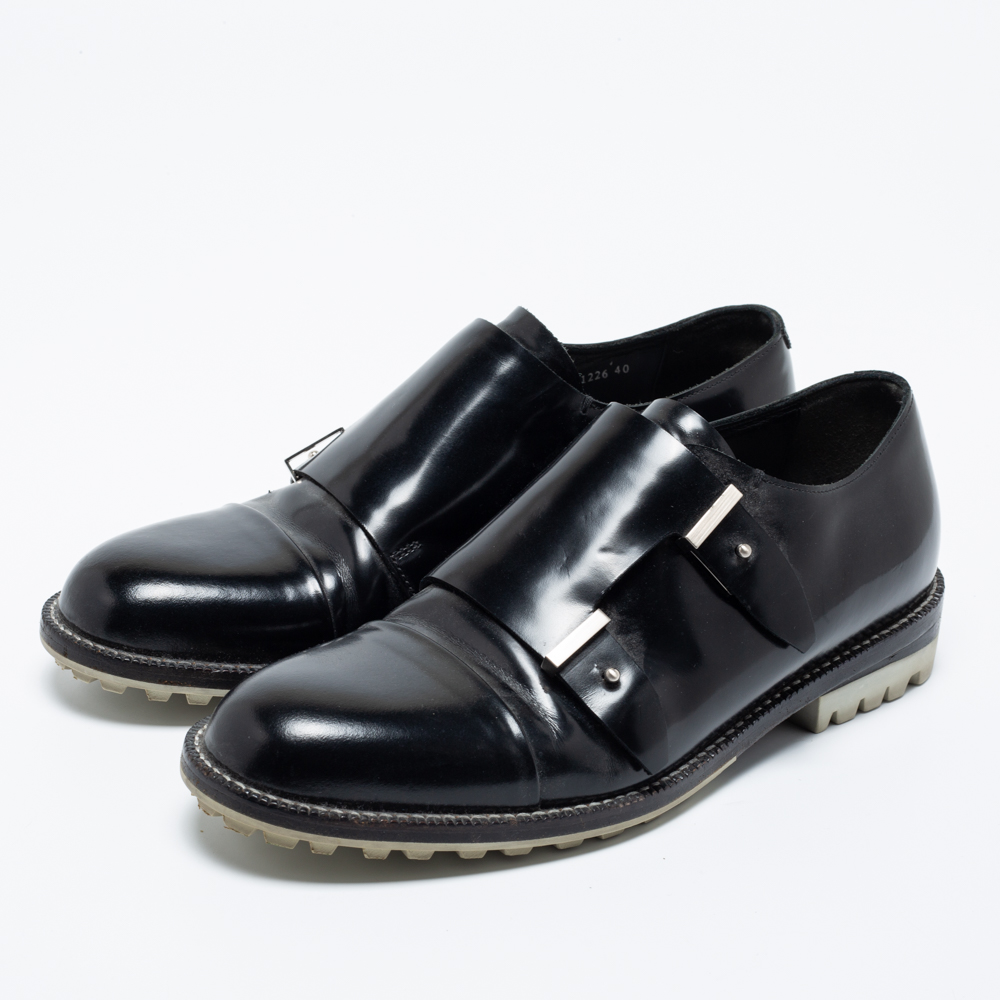 

Balenciaga Black Leather Monk Strap Derby Size