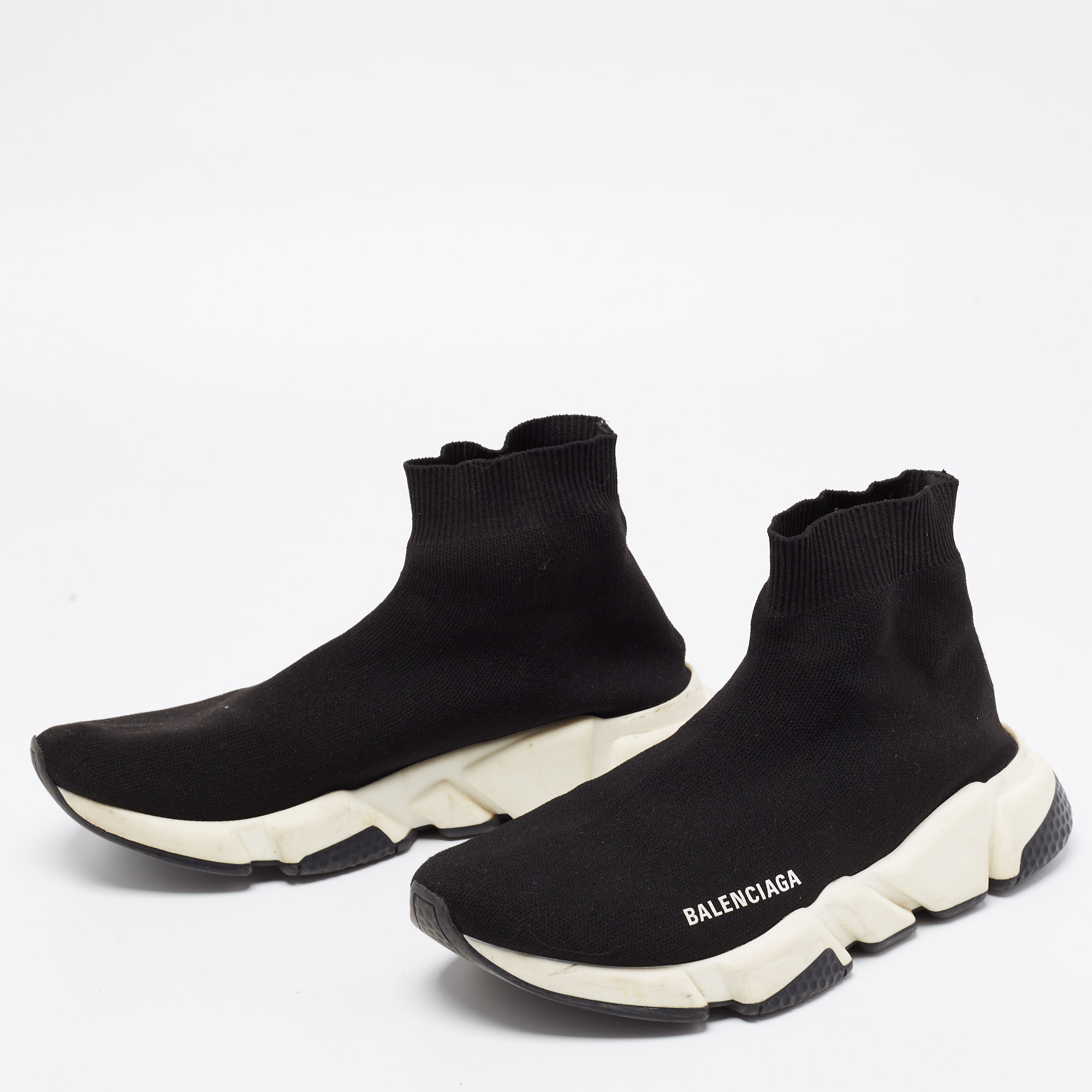 

Balenciaga Black Knit Fabric Speed Trainer High Top Sneakers Size