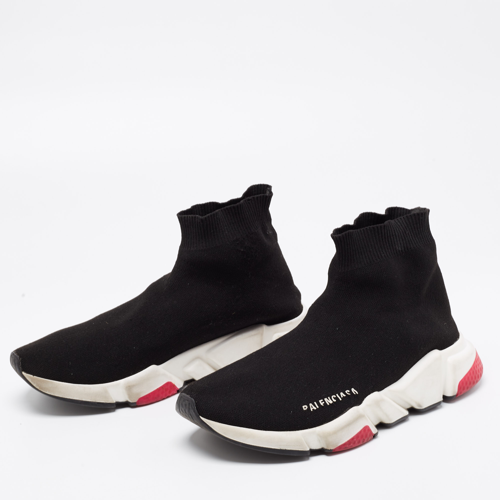 

Balenciaga Black Knit Fabric Speed Trainer High Top Sneakers Size