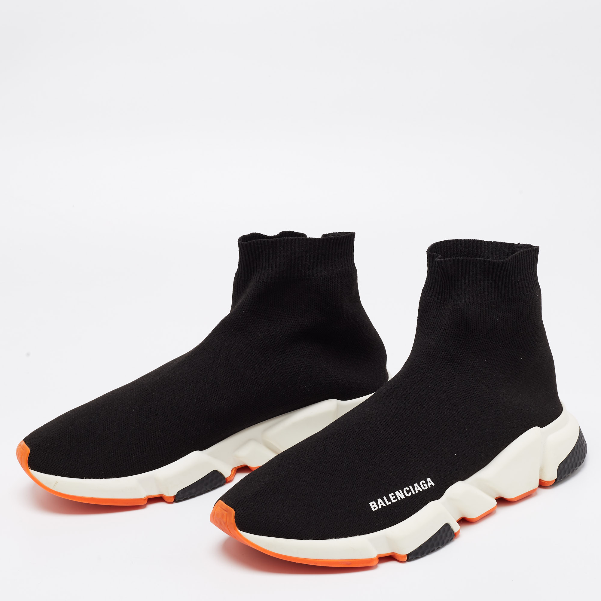 

Balenciaga Black Knit Fabric Speed Slip On Sneakers Size