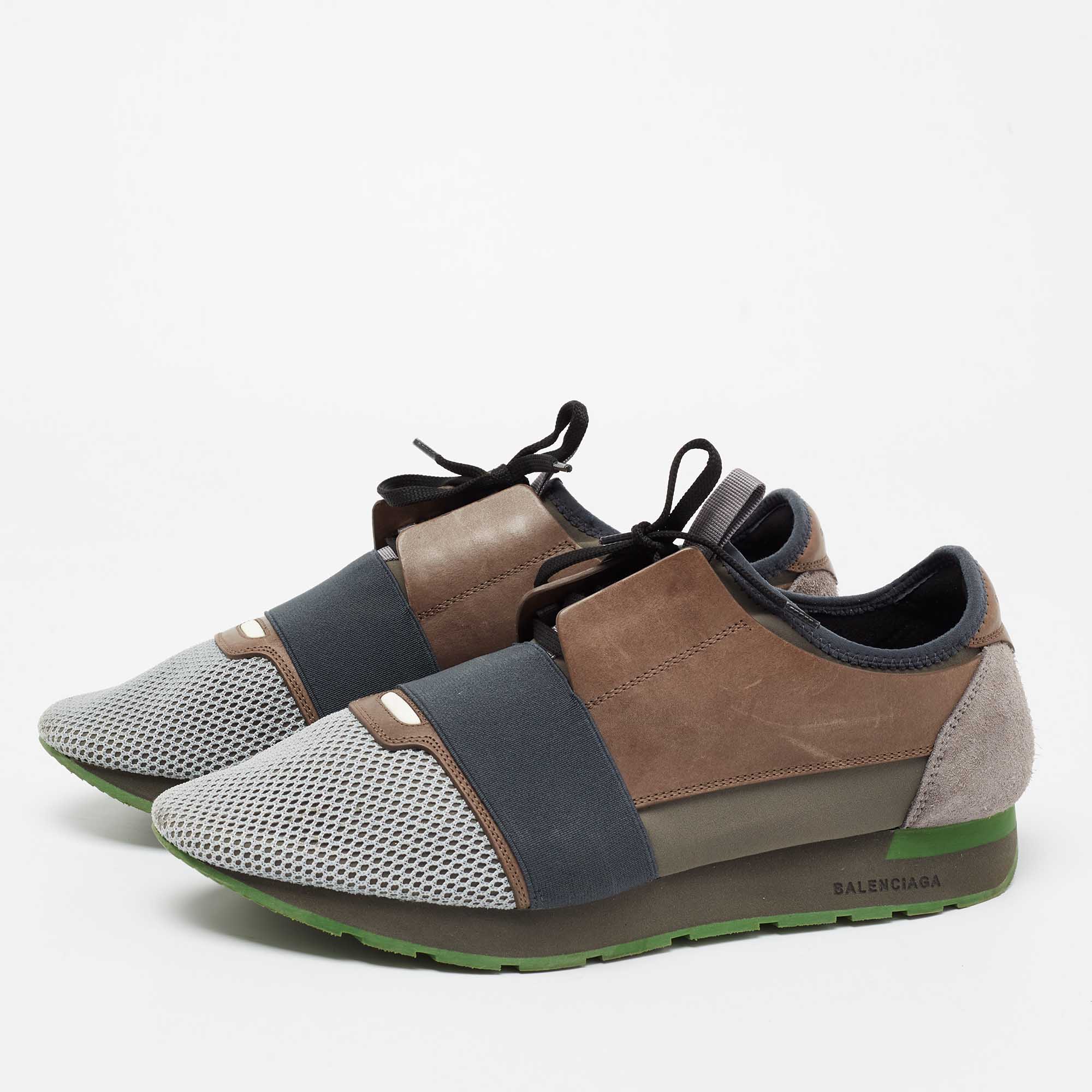 

Balenciaga Multicolor Leather And Mesh Race Runner Low Top Sneakers Size