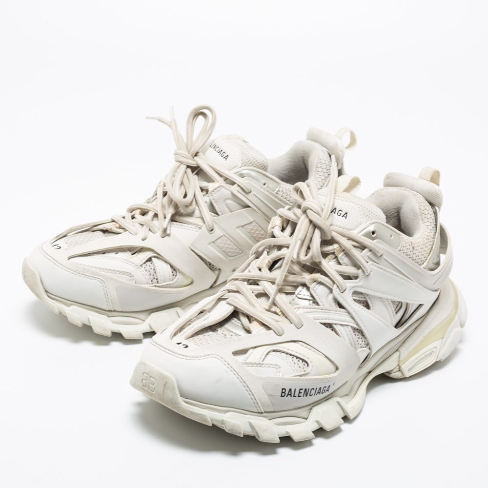 

Balenciaga White Mesh And Synthetic Leather Track 2 Lace Up Sneakers Size