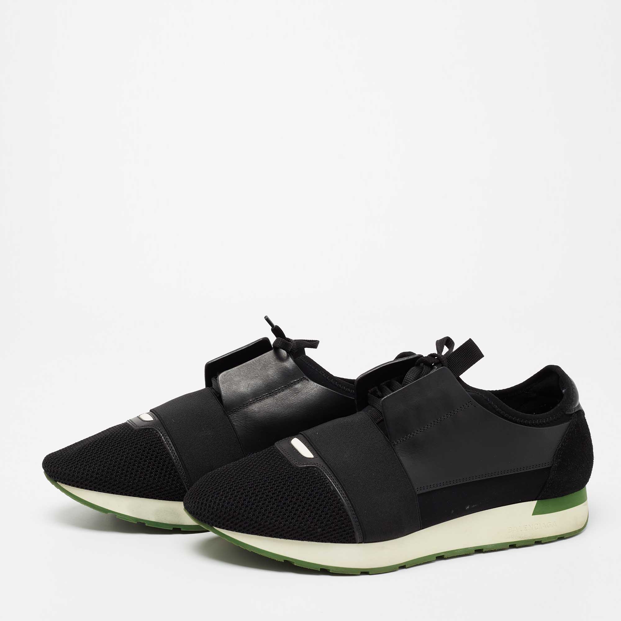 

Balenciaga Black Leather, Mesh, Suede and Neoprene Race Runner Sneakers Size