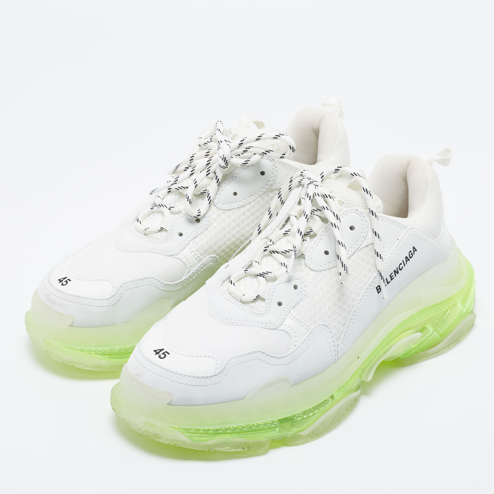 

Balenciaga White Mesh And Leather Triple S Sneakers Size