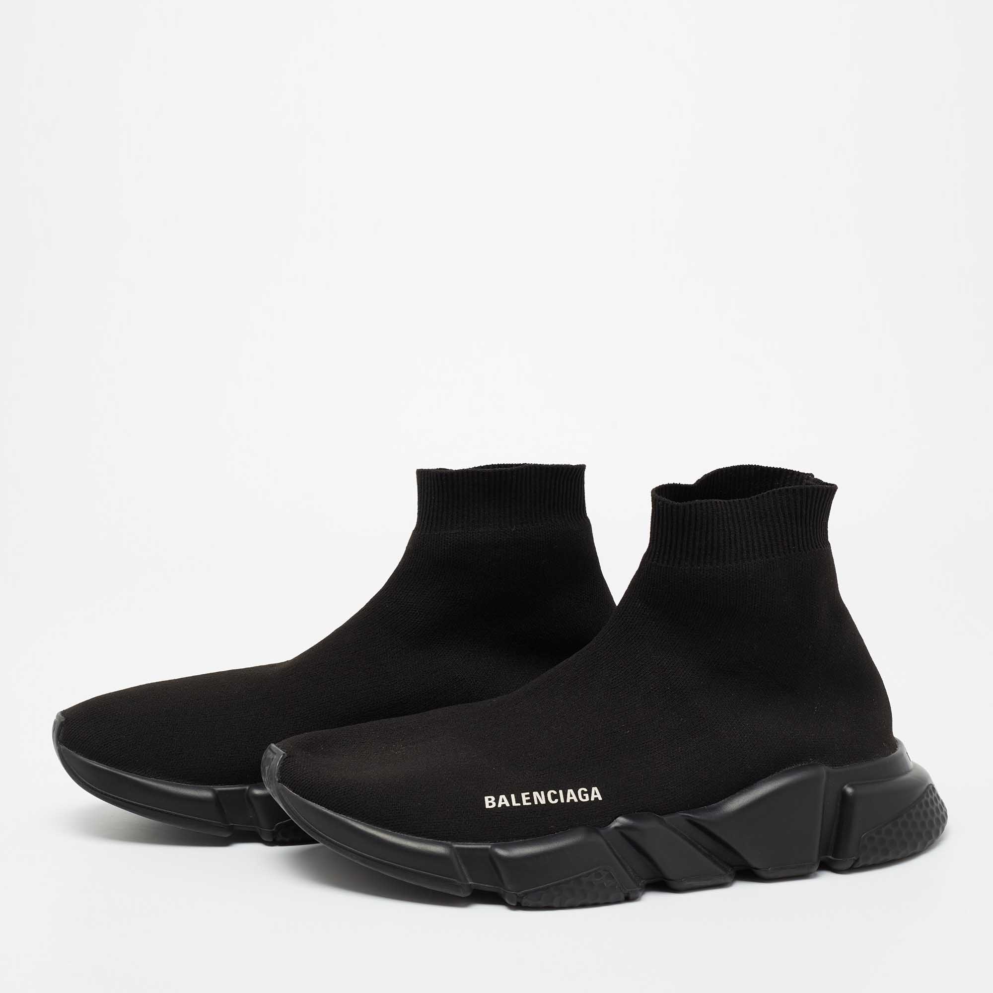 

Balenciaga Black Knit Fabric Speed Trainer Sneakers Size