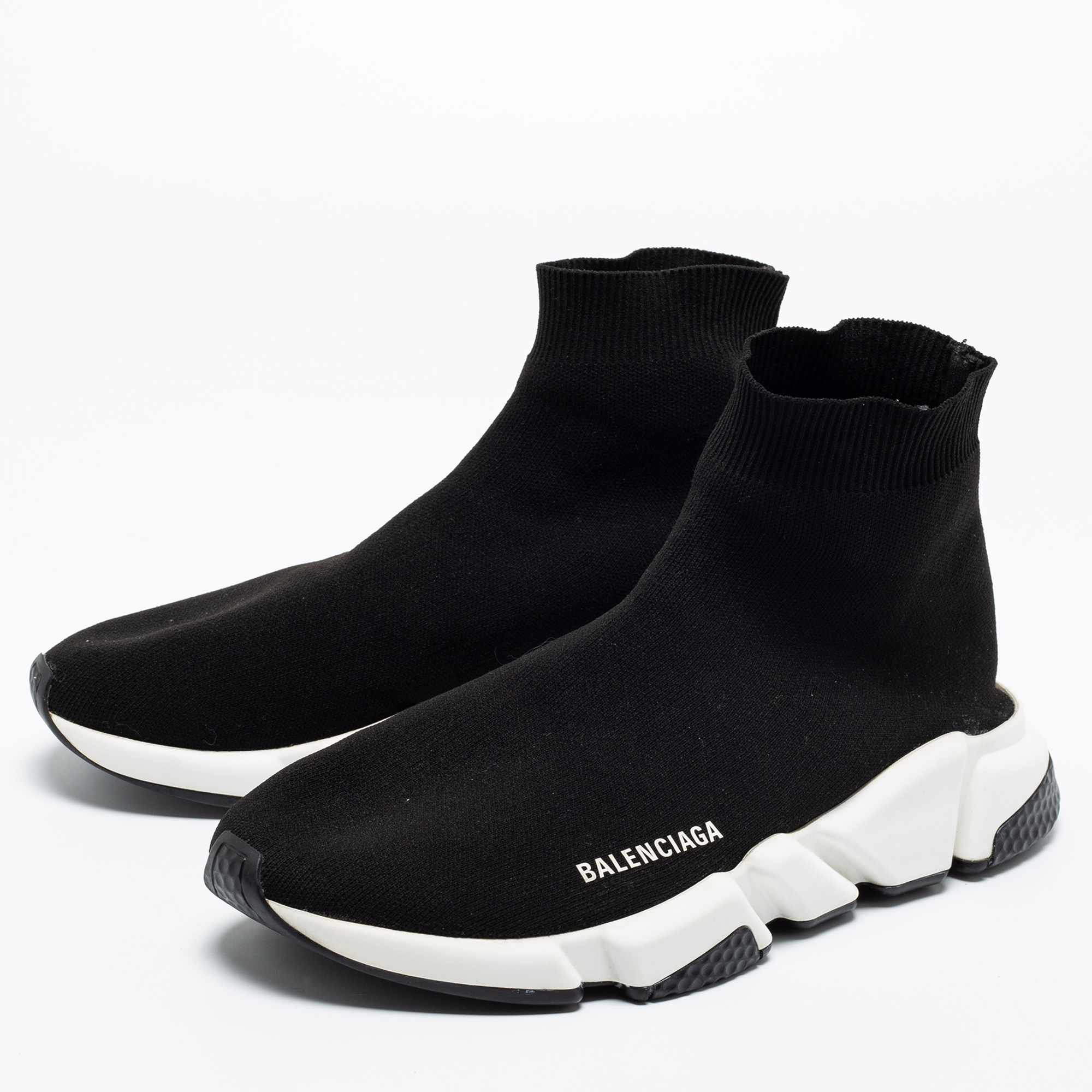 

Balenciaga Black Knit Fabric Speed Trainer High-Top Sneakers Size