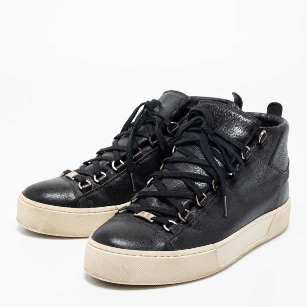 

Balenciaga Black Leather Arena High-Top Sneakers Size